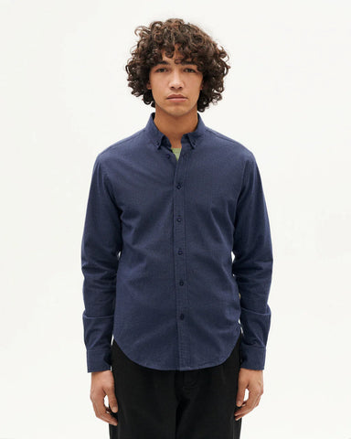 Thinking Mu Microcheckts Ant Shirt Indigo