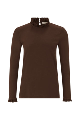 Rich & Royal Organic Slub Frill Longsleeve Espresso