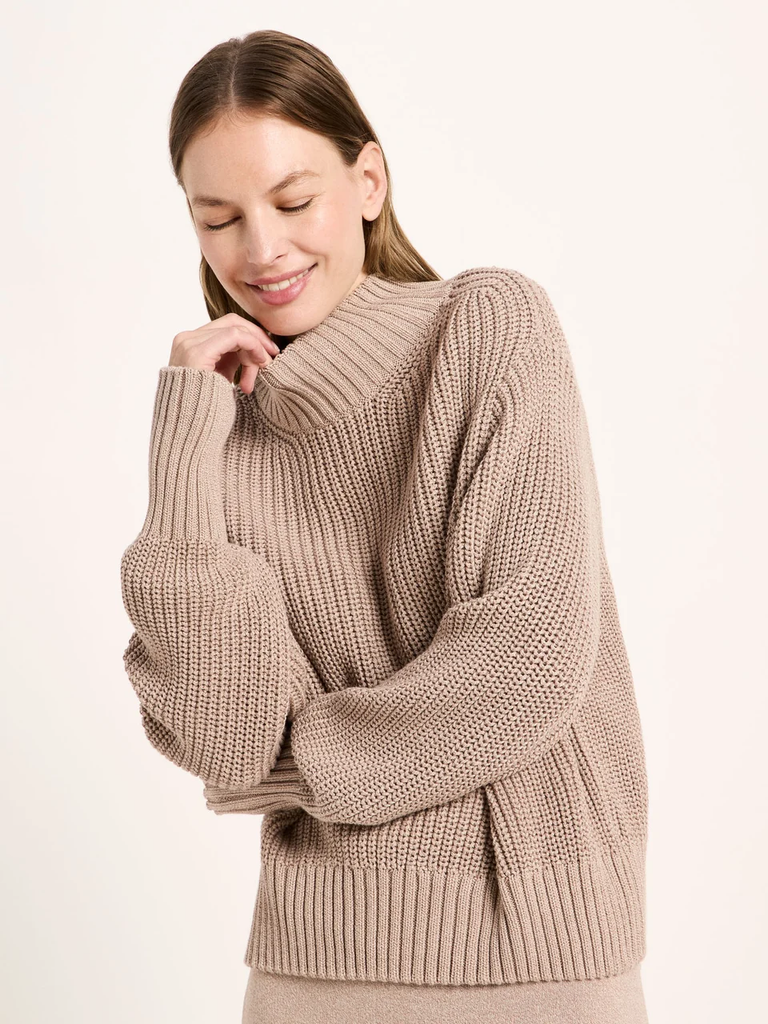 LANIUS GOBSTRICKPULLOVER GOTS Mocca Mouse Moulinè
