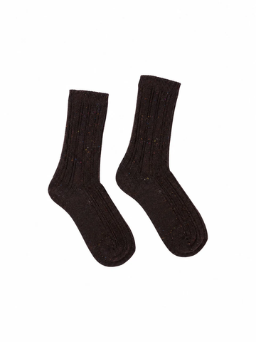 LANIUS RIPPENSTRICK-SOCKEN GOTS Bitter Chocolate Tweed
