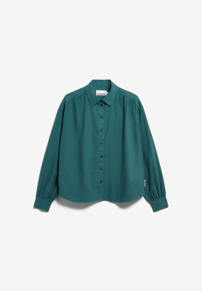 ARMEDANGELS EFINARAA FLANNEL BLOUSE PETROL-VELVET 3653