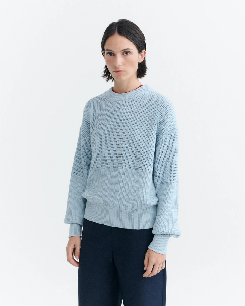 THINKING MU LIGHT BLUE CALIA KNITTED SWEATER