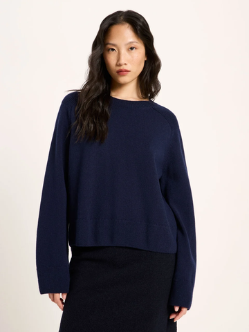 LANIUS CROPPED PULLOVER GOTS Light Blue Melange