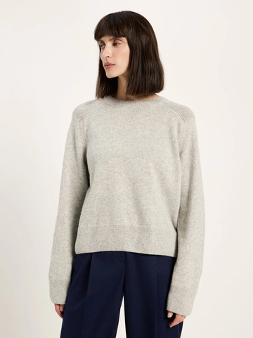 LANIUS CROPPED PULLOVER GOTS Grey Melange