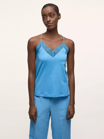 LANIUS 13432- 562 Top GOTS mit Spitze Blue Sea